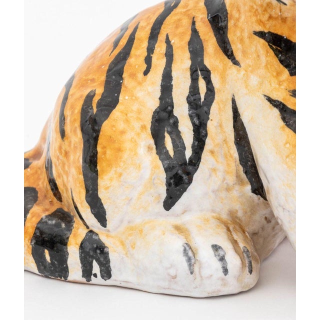 Italian Modern Tiger Cub Ceramic Sculpture For Sale - Image 4 of 10