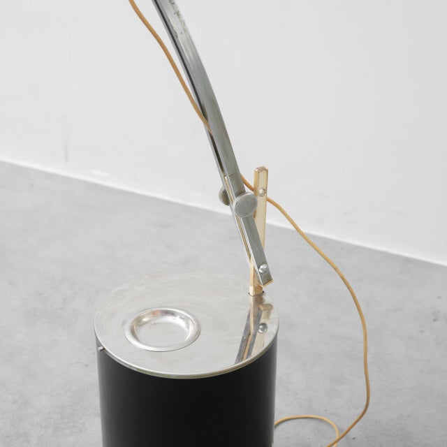 Black Arc Floor Lamp with Double Lighting, 1980s For Sale - Image 8 of 12