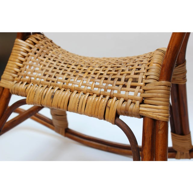 Wood Mid-Century Italian Modern Bamboo and Rattan Rocking Horse Attributed to Albini For Sale - Image 7 of 13