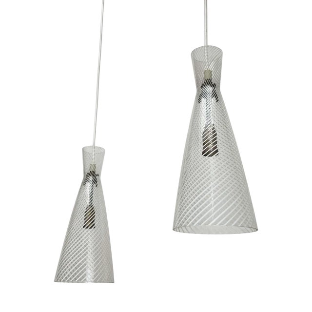 Mid-Century Modern Swirl Glass Pendant Lamps by Aloys Ferdinand Gangkofner for Peill & Putzler, 1950s, Set of 2 For Sale