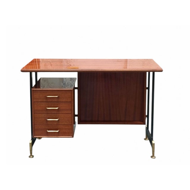 Teak Desk with Brass Handles and Feet from Antonio Ferretti, Italy, 1960s For Sale - Image 10 of 10