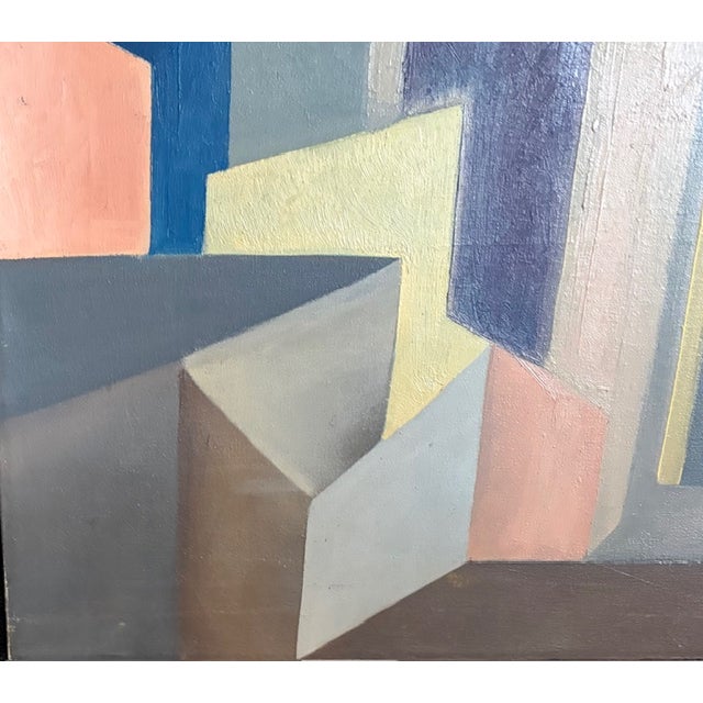 Mid 20th Century Mid Century Abstract Painting = a City For Sale - Image 5 of 7