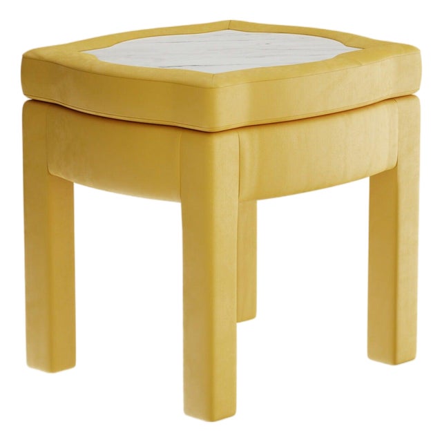 Daffodil Velvet Piero Ottoman by Ceraudo For Sale