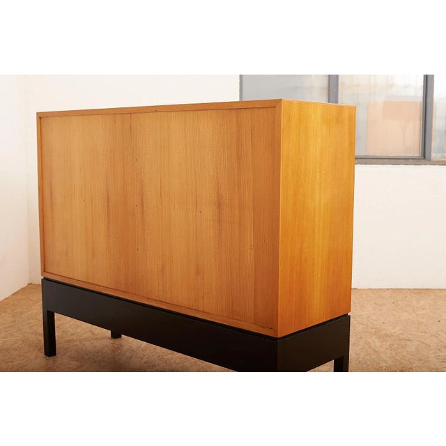 Mid-Century Swiss Black Lacquered Solid Wood and Elm Veneer Highboard For Sale - Image 14 of 16