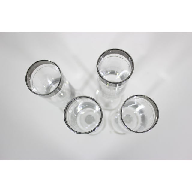 1960s Mid-Century Modern Silver Rim Champagne Flutes Glasses- Set of 4 For Sale - Image 6 of 12