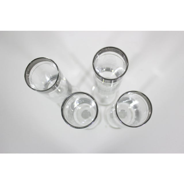 Mid-Century Modern Silver Rim Champagne Flutes Glasses- Set of 4 For Sale - Image 6 of 12
