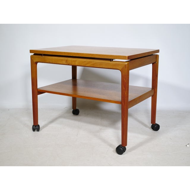 Brown Mid-Century Modern Serving Trolley by Ole Wanscher for France & Son, 1960s For Sale - Image 8 of 13