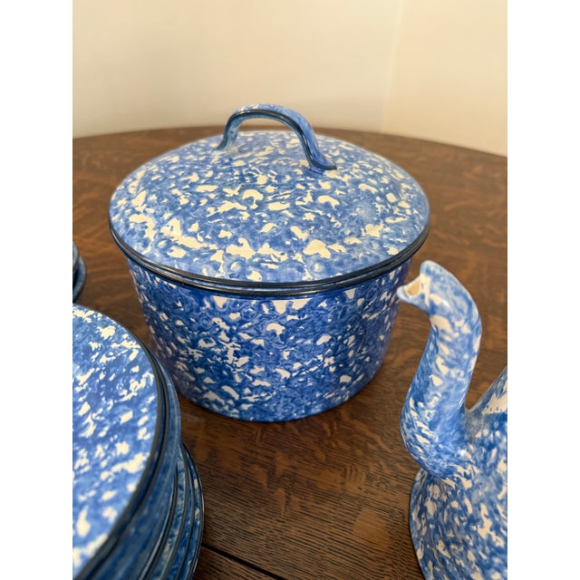 Ceramic Mid 20th Century Stangl Spongeware Pottery Large Dish Set - 43 Pieces For Sale - Image 7 of 16