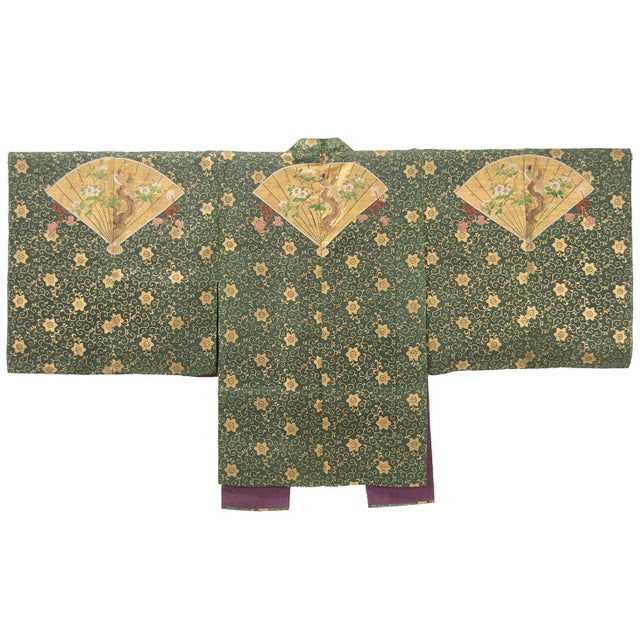 18th Century Edo Period Japanese Noh Costume Choken Gold Silk Brocade ...