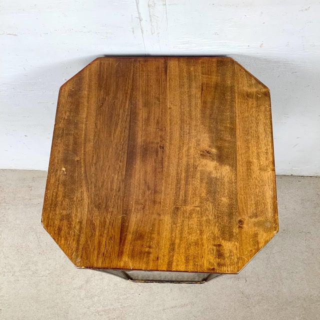 Contemporary Decorative Pedestal Table With Octagonal Wood Top For Sale - Image 3 of 12