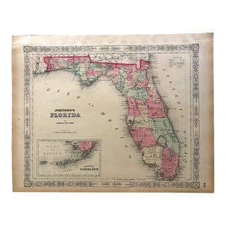 1863 Johnson Map of Florida For Sale