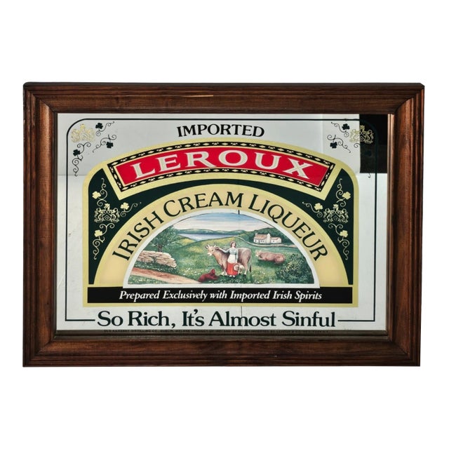 Leroux Irish Cream Liqueur Bar Framed Sign For Sale
