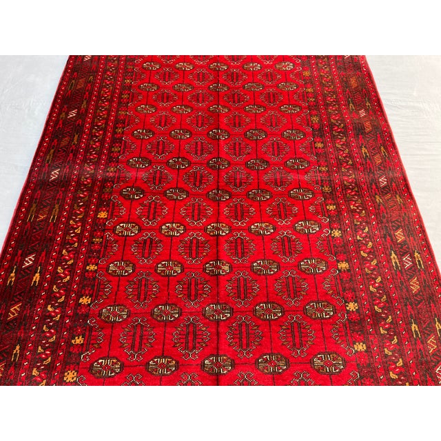 2000 - 2009 Vintage Afghan Ersari Turkmen Bokhara Gallery Rug - 8'4" X 4'3" For Sale - Image 5 of 13