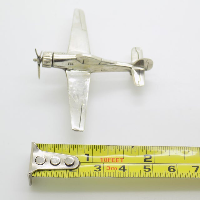 Vintage Italian Handmade Genuine Silver Airplane Figurine, 1980s For Sale - Image 12 of 13
