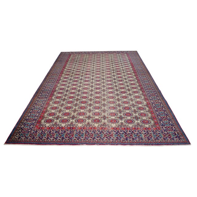 Cream Vintage Turkish Rug Hand-Knotted Wool Boho Chic Rug, - 6'4"x 9'9" For Sale - Image 8 of 15