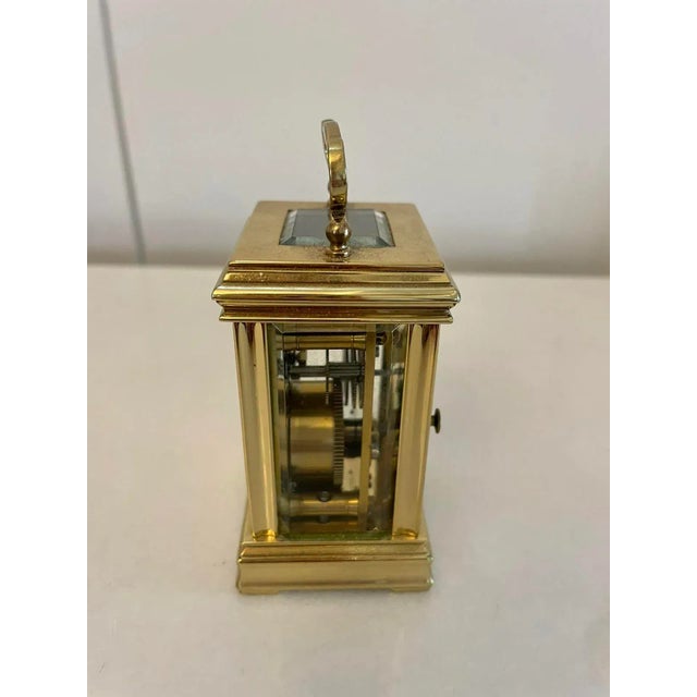 Edwardian French Brass Miniature Carriage Clock, 1900s For Sale - Image 6 of 10