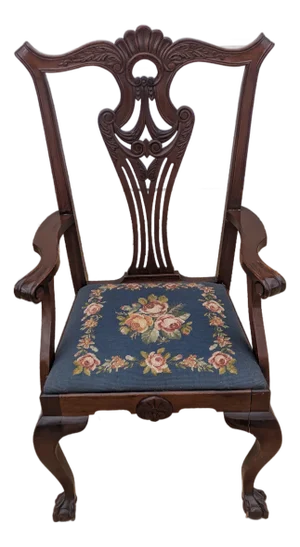 Chippendale Style Carved Mahogany Arm Chair
