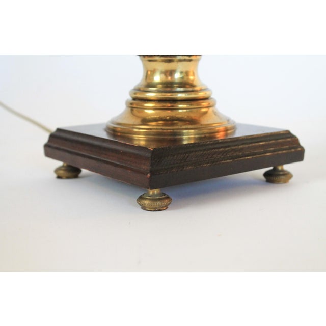 Brass Vintage Footed Brass Pineapple Table Lamp W/ Wood Base For Sale - Image 8 of 13