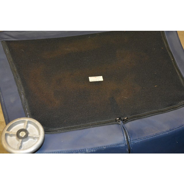 Vintage Pair Gerard Van Den Berg Montis Blue Leather Loge Easy / Lounge Chairs & Footstools For Sale - Image 16 of 18