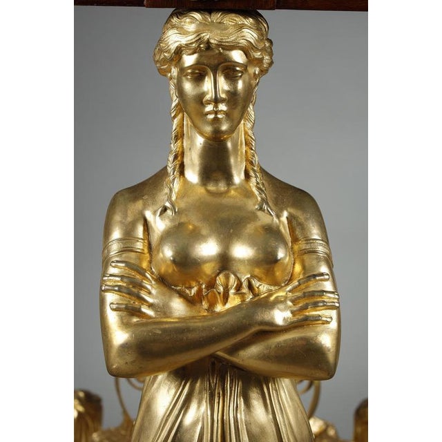 Large Empire Style Pedestal Table in Mahogany and Mahogany Veneer, 1880 For Sale - Image 14 of 18