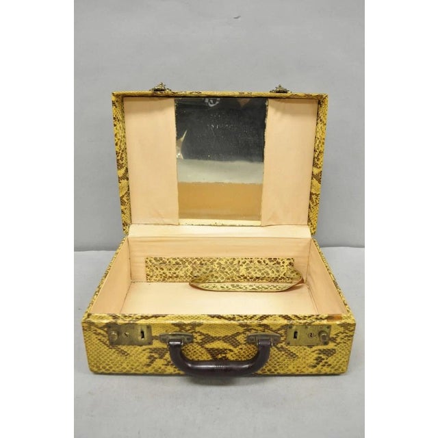 Plastic Vintage Mid Century Modern Faux Python Snakeskin Travel Toiletry Case Suitcase For Sale - Image 7 of 16
