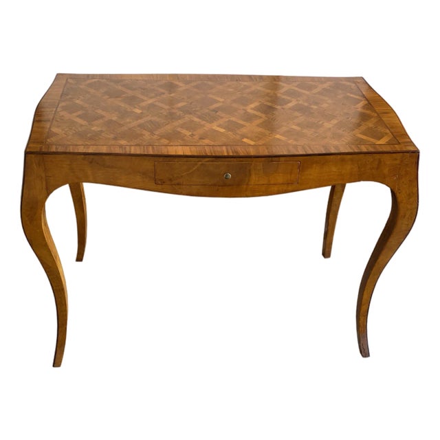 Sleek Italian Parquetry Inlay Writing Desk, Made in Italy For Sale