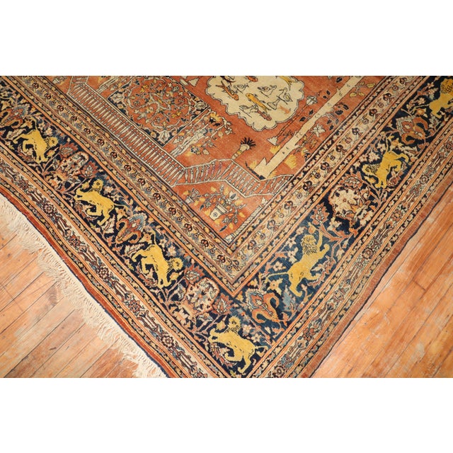 Late 20th Century Hadji Jalili Tabriz Animal Pictorial Prayer Rug For Sale - Image 13 of 18