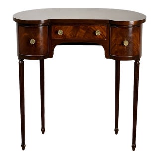 Vintage Edwardian Sheraton Revival Kidney-Form Dressing Table C. 1940 For Sale