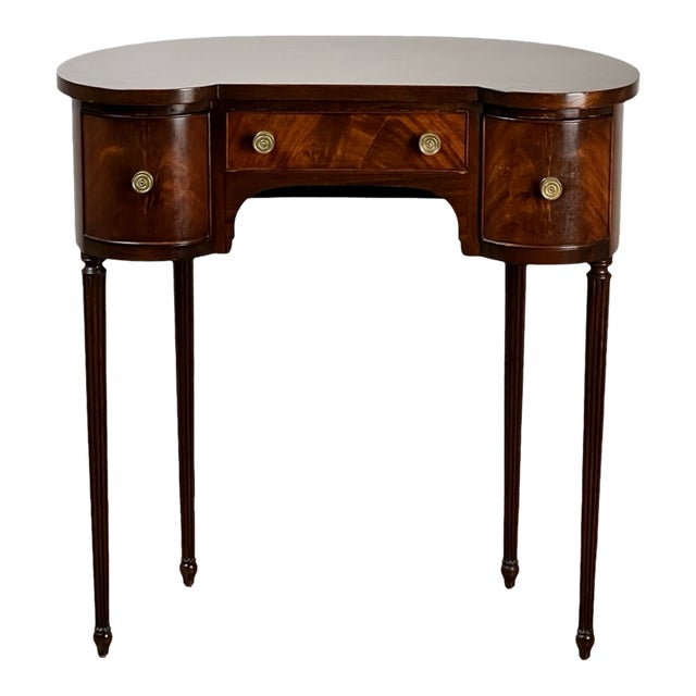 Vintage Edwardian Sheraton Revival Kidney-Form Dressing Table C. 1940 For Sale