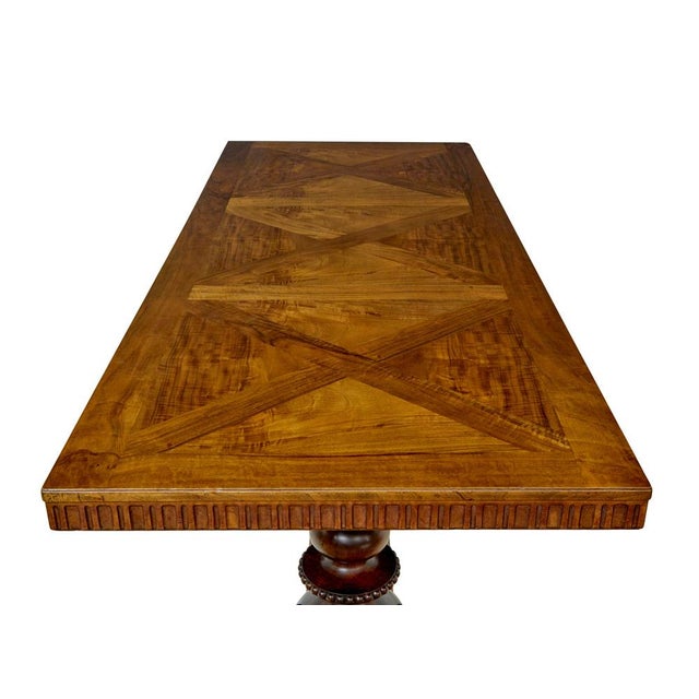 Vintage Scandinavian Carved Walnut Desk, 1920 For Sale - Image 9 of 13