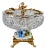 Baroque Regency Crystal & Gilded Metal Pedestal Ashtray – Cherub & Porcelain Flowers For Sale