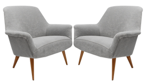 Set of Mid-Century Armchairs in Teddy Fabric, 1950s