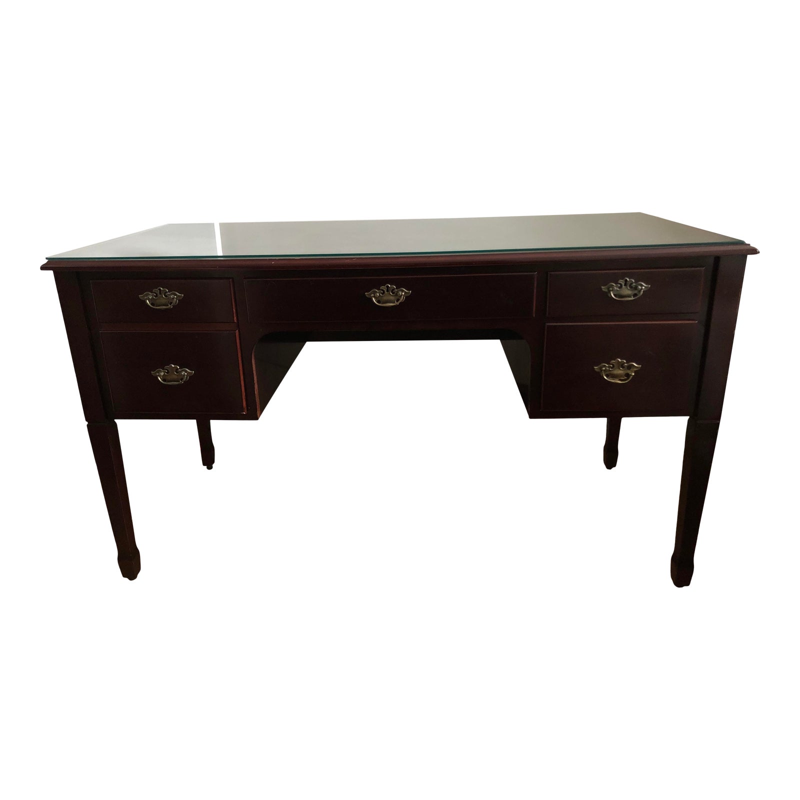 Bombay Company Traditional Writing Desk With Glass Top Chairish