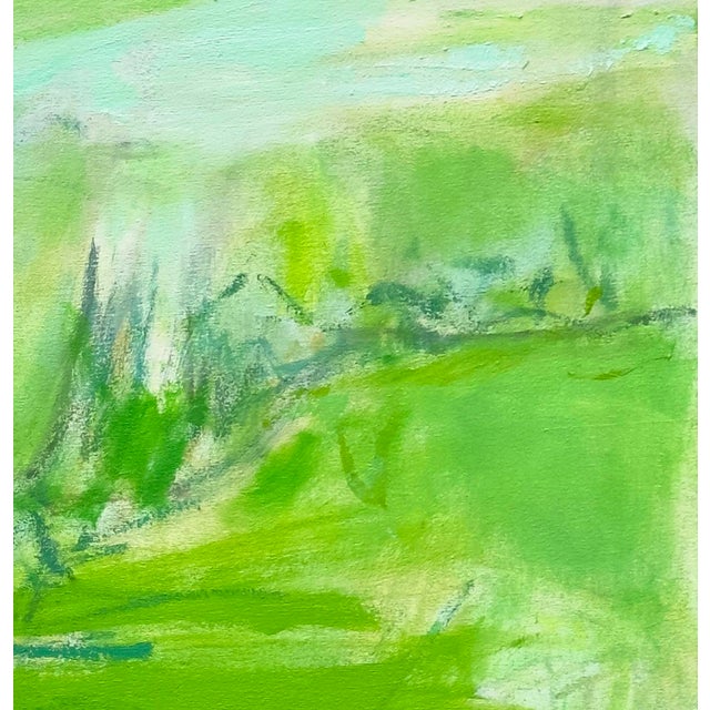 Trixie Pitts "Nashville Green" by Trixie Pitts Monochromatic Abstract Landscape For Sale - Image 4 of 12