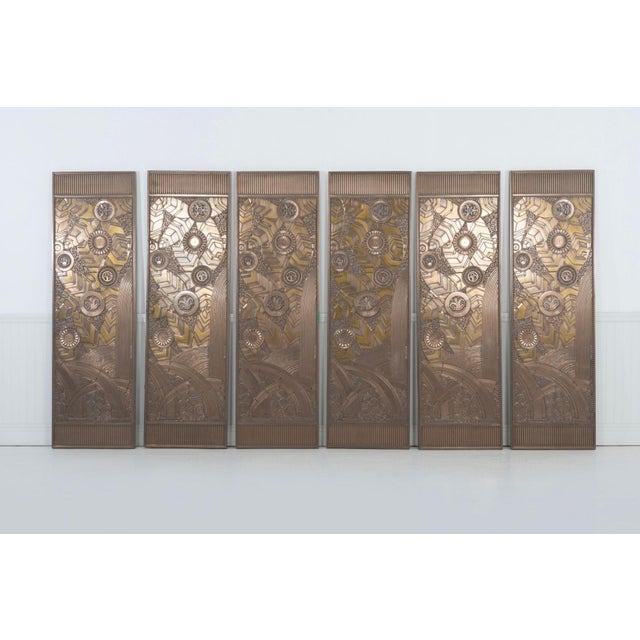 Art Deco 1990s Set of Six Bronze Decorative Panels Edgar Brandt Style For Sale - Image 3 of 9