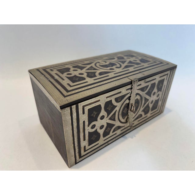 Wood African Tuareg Silver and Ebony Wood Jewelry Box 1950s For Sale - Image 7 of 12