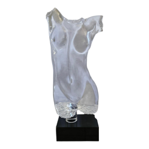 Mid-Century Modern FemaleTorso Sculpture in Solid Lucite