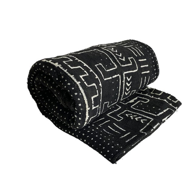 Superb large African Cotton black and white mud cloth Fabric with geometric design Hand Woven, Hand Sewn and Hand Dyed by...