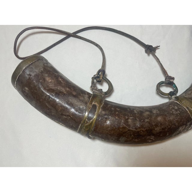 Rare Fine Antique 19th Century Brass Steel Moroccan Powder Horn Shot Flask C1850 For Sale In New York - Image 6 of 12