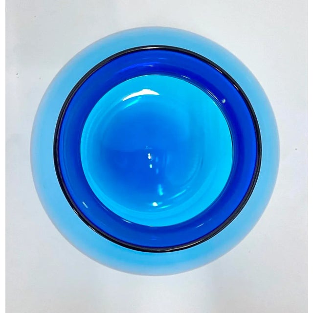 Modern Vintage Italian Venini Blue Glass Vase For Sale - Image 3 of 5