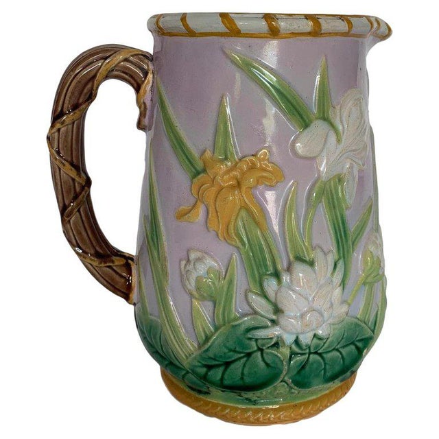 1875 George Jones Majolica Iris Pitcher For Sale - Image 6 of 6
