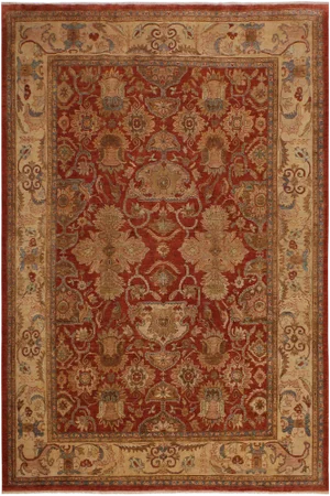 1980s Shabby Chic Semi Antique Sonya Rust/Tan Wool Rug -9'1 X 11'3