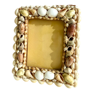Vintage MCM Palm Beach Tony Duquette Style Handmade Seashell Wood Picture Frame