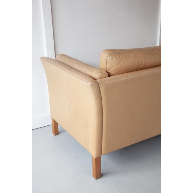 Danish Two-Seater Tan Leather Sofa, 1960s For Sale - Image 6 of 7