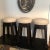 1930s English Pub Stools With Linen Upholstery - Set 3 For Sale - Image 10 of 10