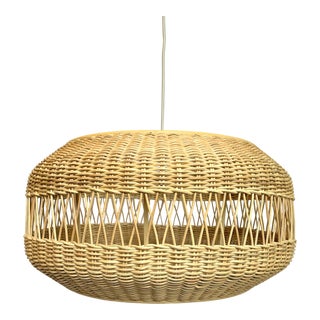 Rattan Wicker Oval Large Pendant For Sale