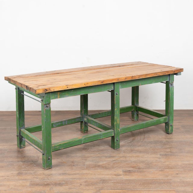 19th Century Hungarian Original Green Painted Pine Work Table For Sale - Image 14 of 14