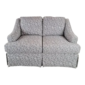 Vintage Contemporary Gray Leaf Print Fabric Loveseat
