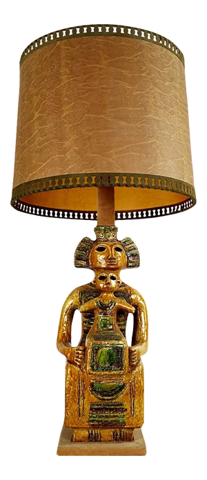 Mid-Century Ceramic Floor or Table Lamp in Mystic and Majestic Mayan Style
