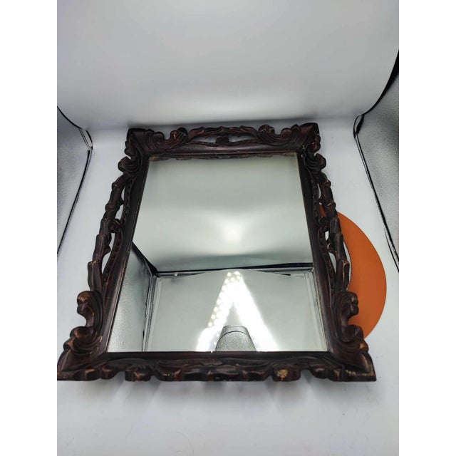 Brown Carved Wood Wall Mirror, 1890s For Sale - Image 8 of 8